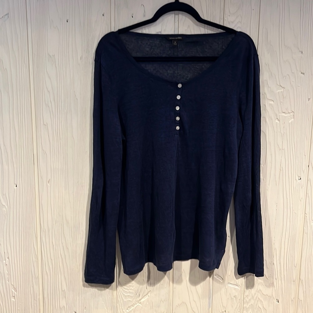 Banana Republic Navy Long Sleeve Henley Top